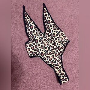 New Small cheetah animal leopard print one piece Swimsuit gothic festival bodysu